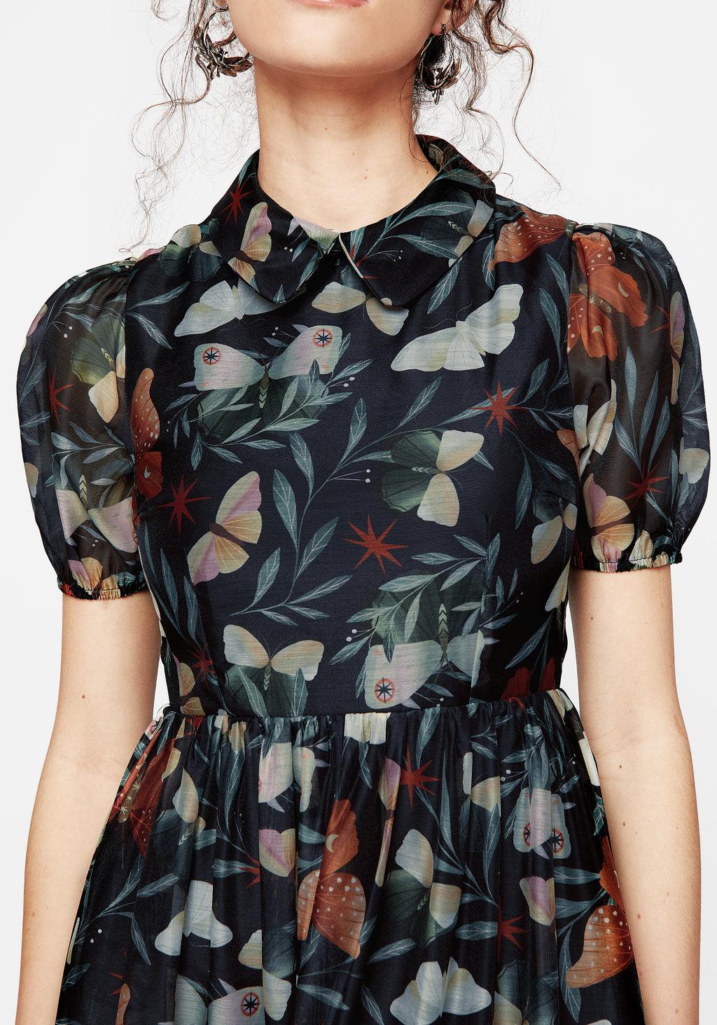 Mariposa Puff Sleeve Organza Maxi Shirt Dress Product Image