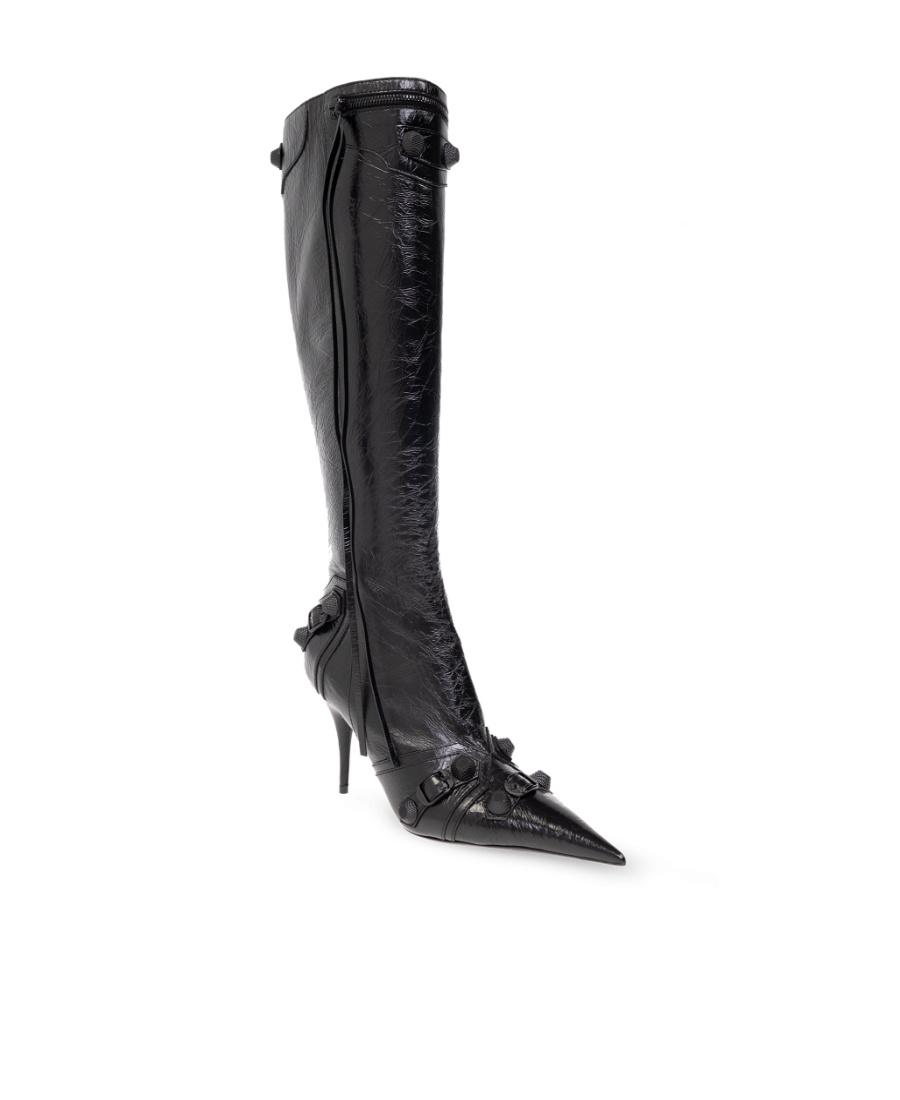 BALENCIAGA Brushed Leather Cagole Boots With Studs And Zips 10cm In Black Product Image
