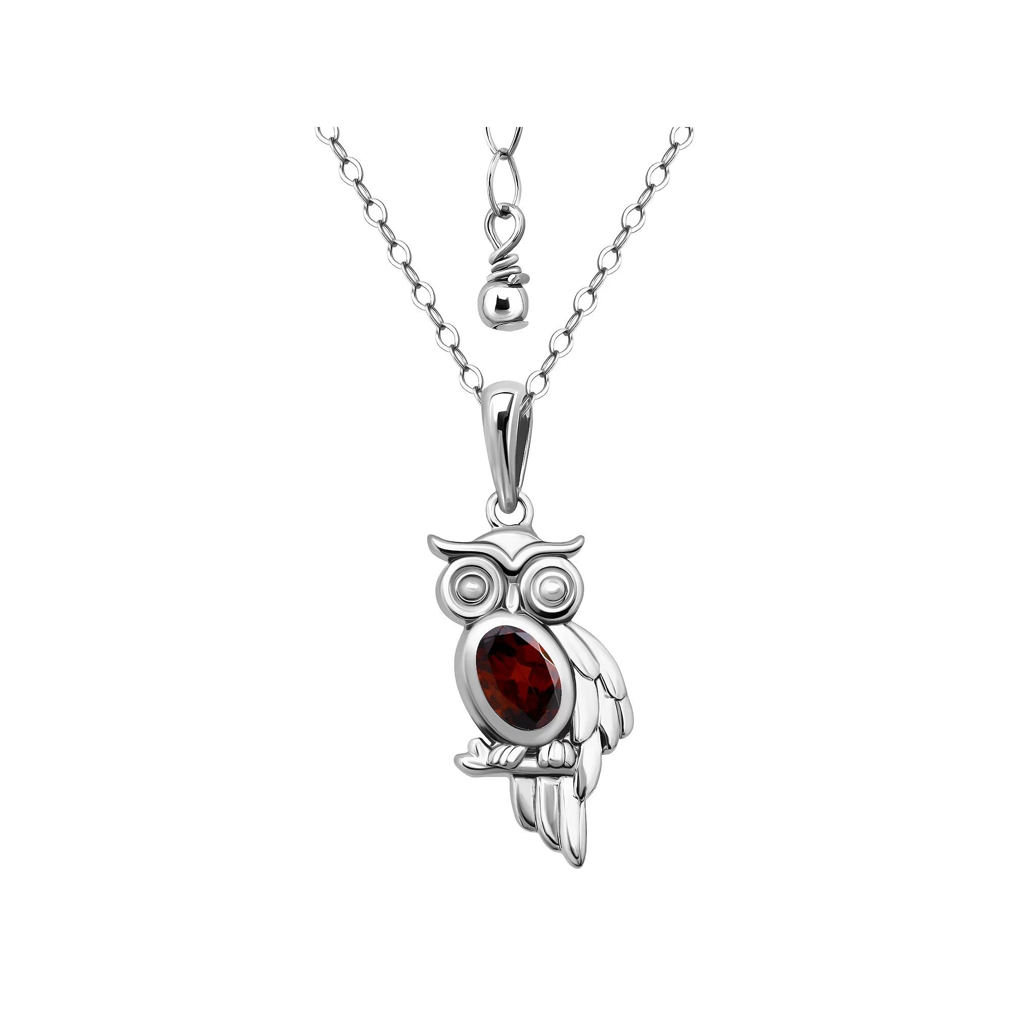 Aleure Precioso Sterling Silver Owl Pendant Necklace, Women's, Size: 16-18" ADJ, Red Product Image