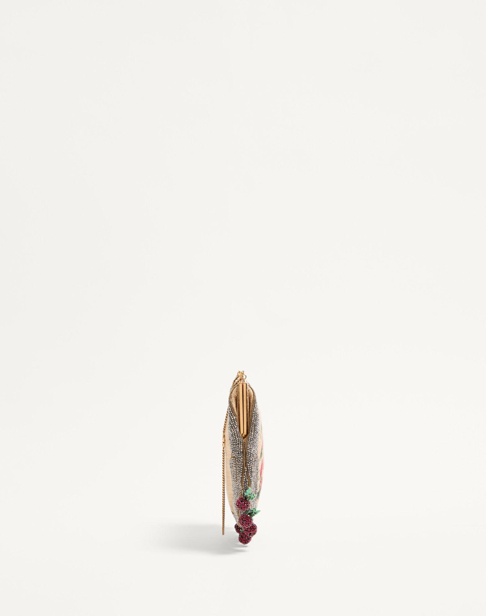 Valentino Garavani Nellcote Fairytales Beaded Clutch In Jacquard Raffia With Cherryfic Pattern Product Image