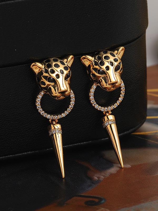 Geometric Leopard Eardrop Earrings Accessories Product Image