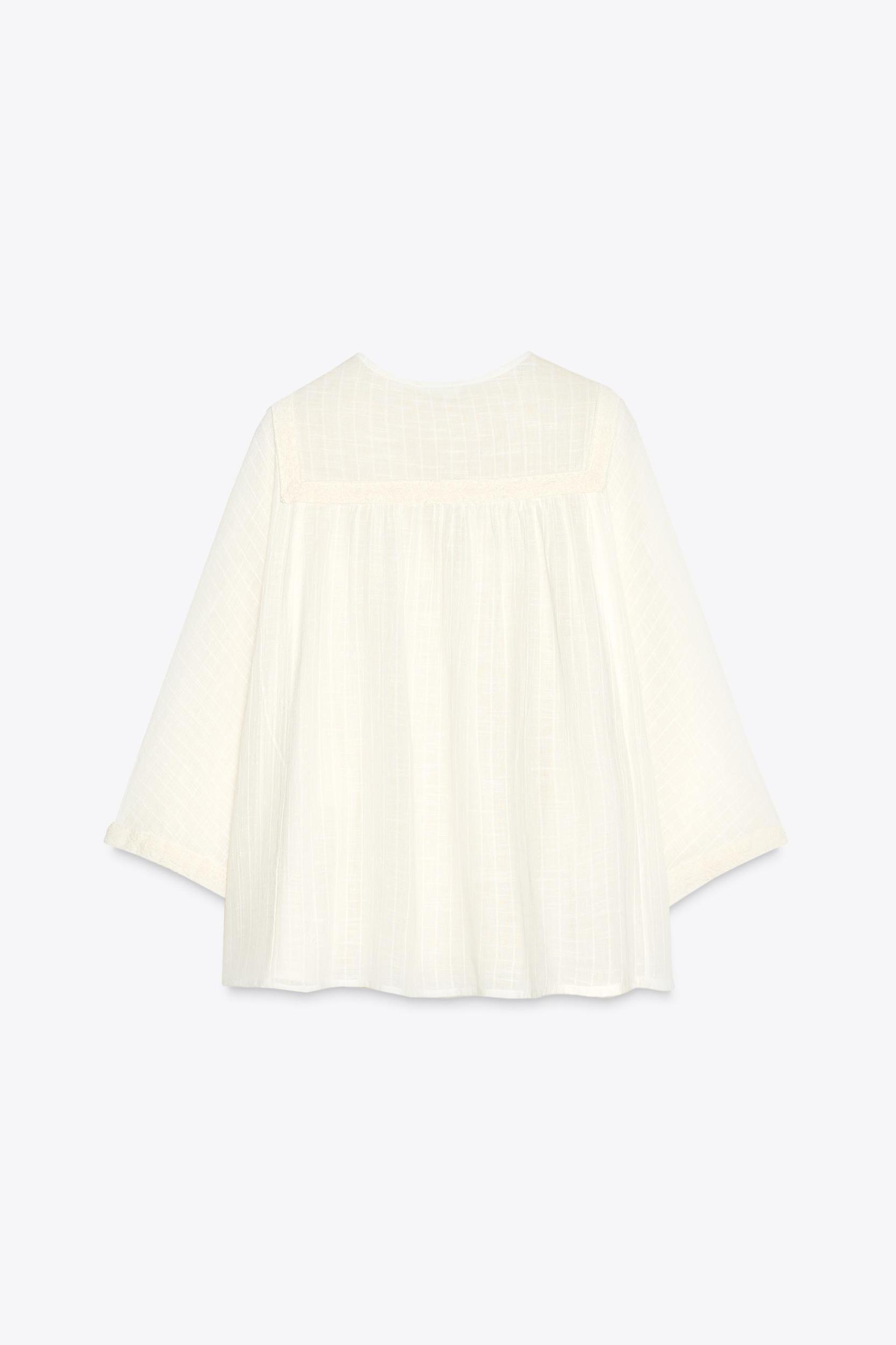 EMBROIDERED WIDE SLEEVE BLOUSE Product Image