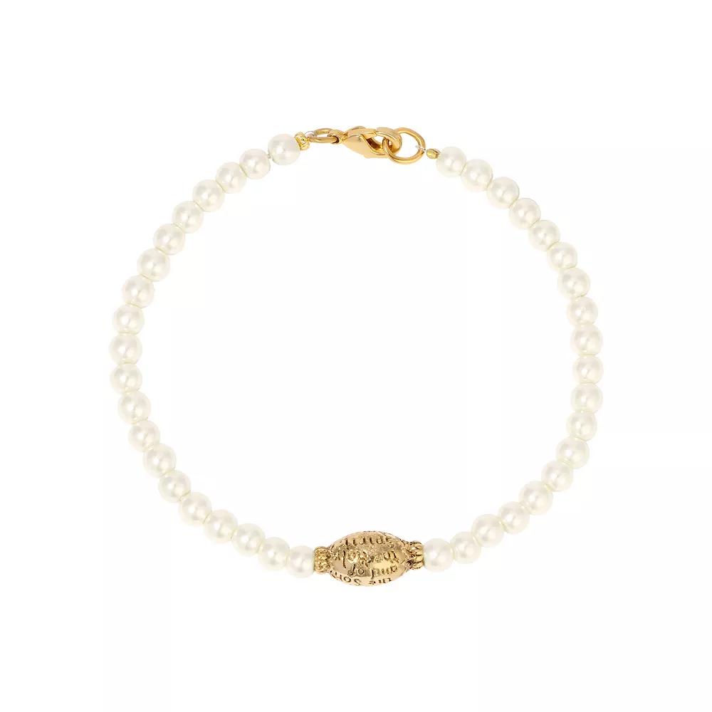 1928 Gold Tone Simulated Pearl Prayer Bead Bracelet, Women's, White Product Image