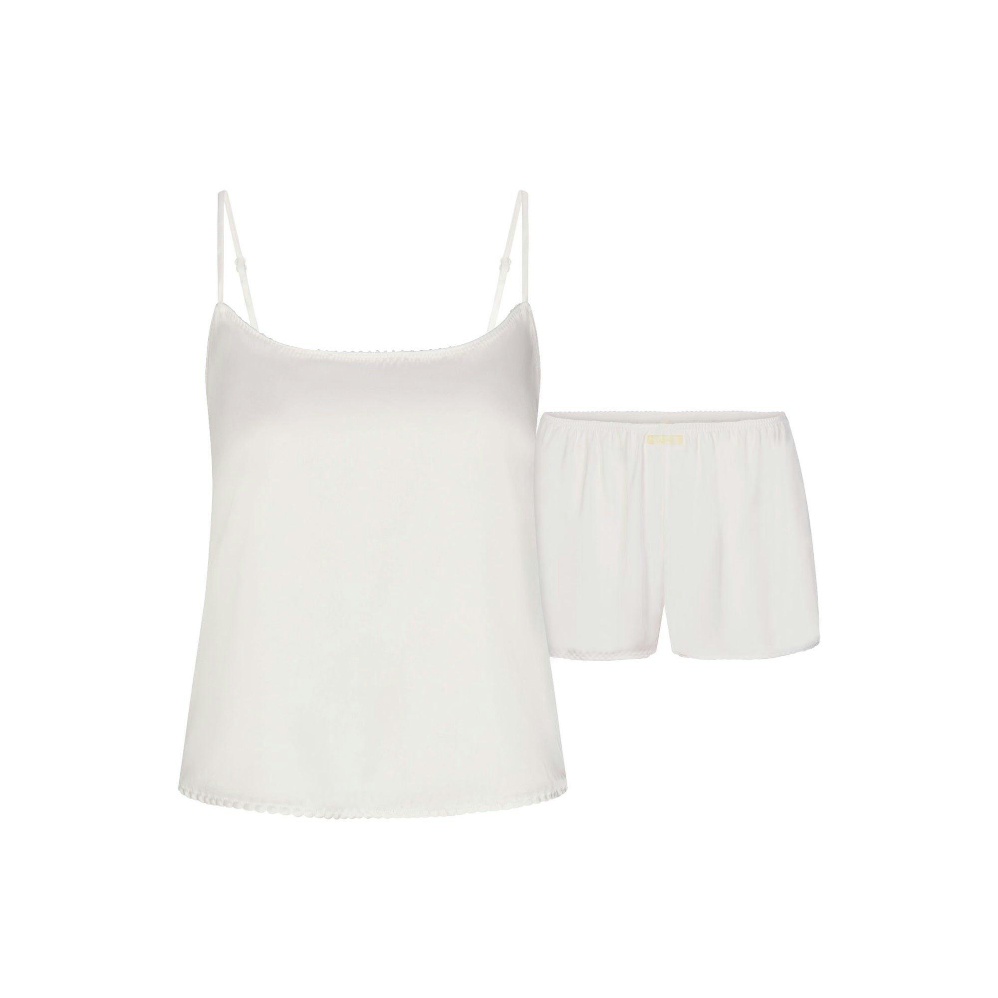 WOVEN SHINE CAMI AND SHORT SLEEP SET | IVORY Product Image