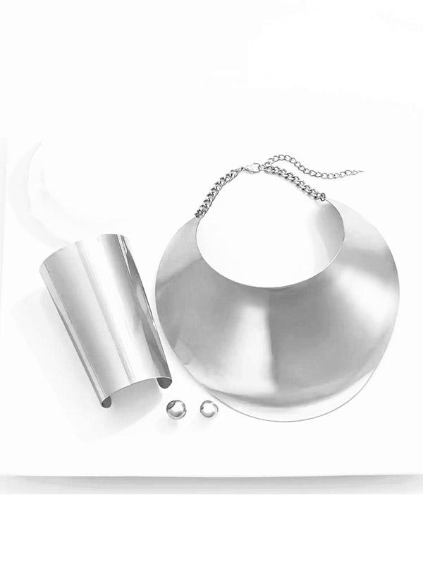 Geometric Necklaces Accessories + Earrings Accessories + Bracelet Accessories Three Pieces Set Product Image