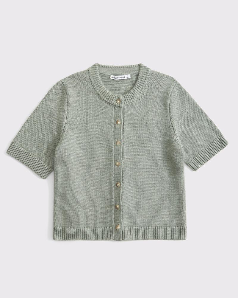 Short-Sleeve Crew Cardigan Product Image