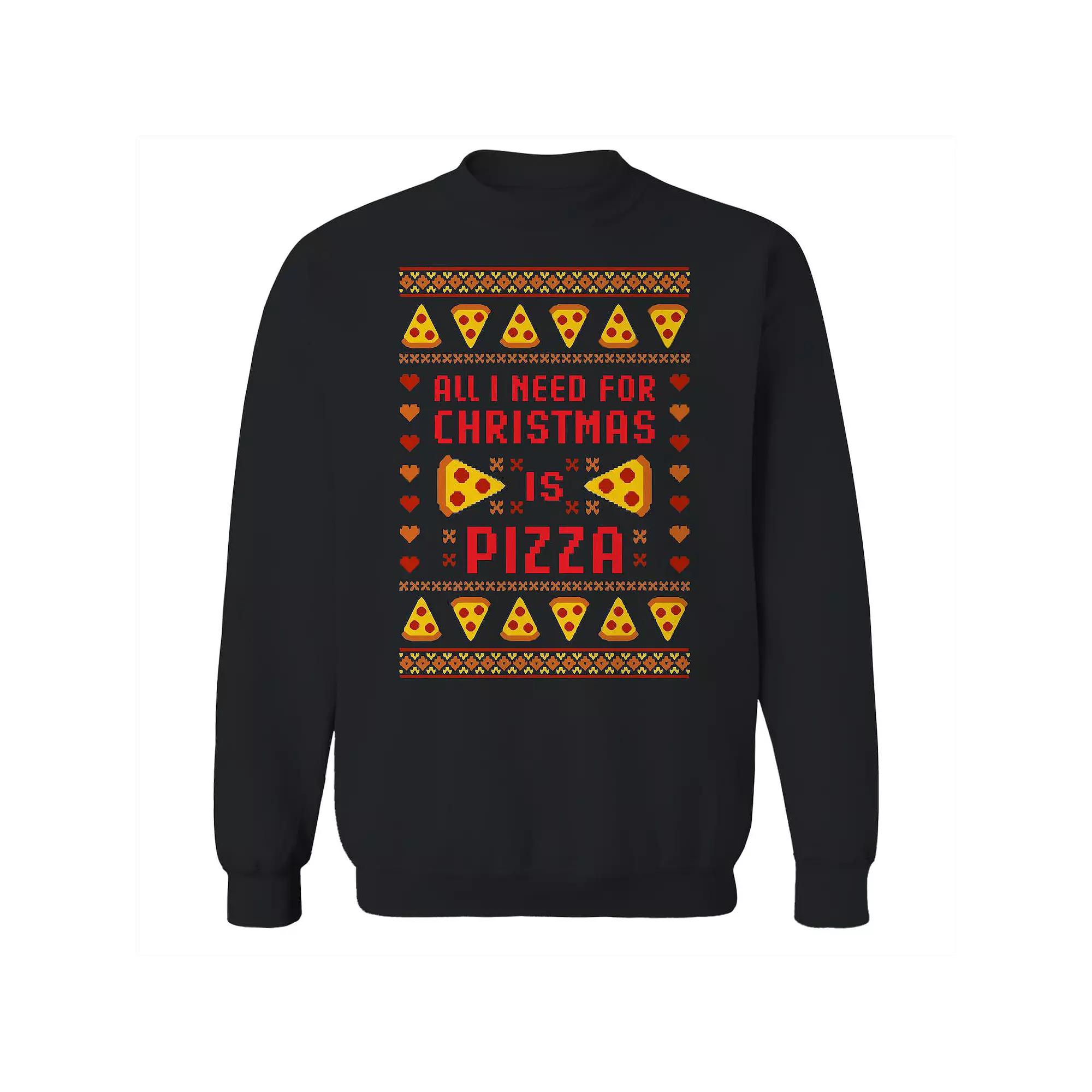 Men's Ugly Christmas Sweater Pizza Graphic Sweatshirt, Adult Unisex,  Product Image
