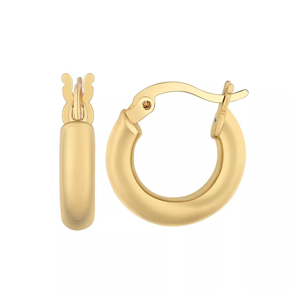 Taylor Grace 14k Gold Plated Huggie Hoop Earrings, Women's, Gold Tone Product Image
