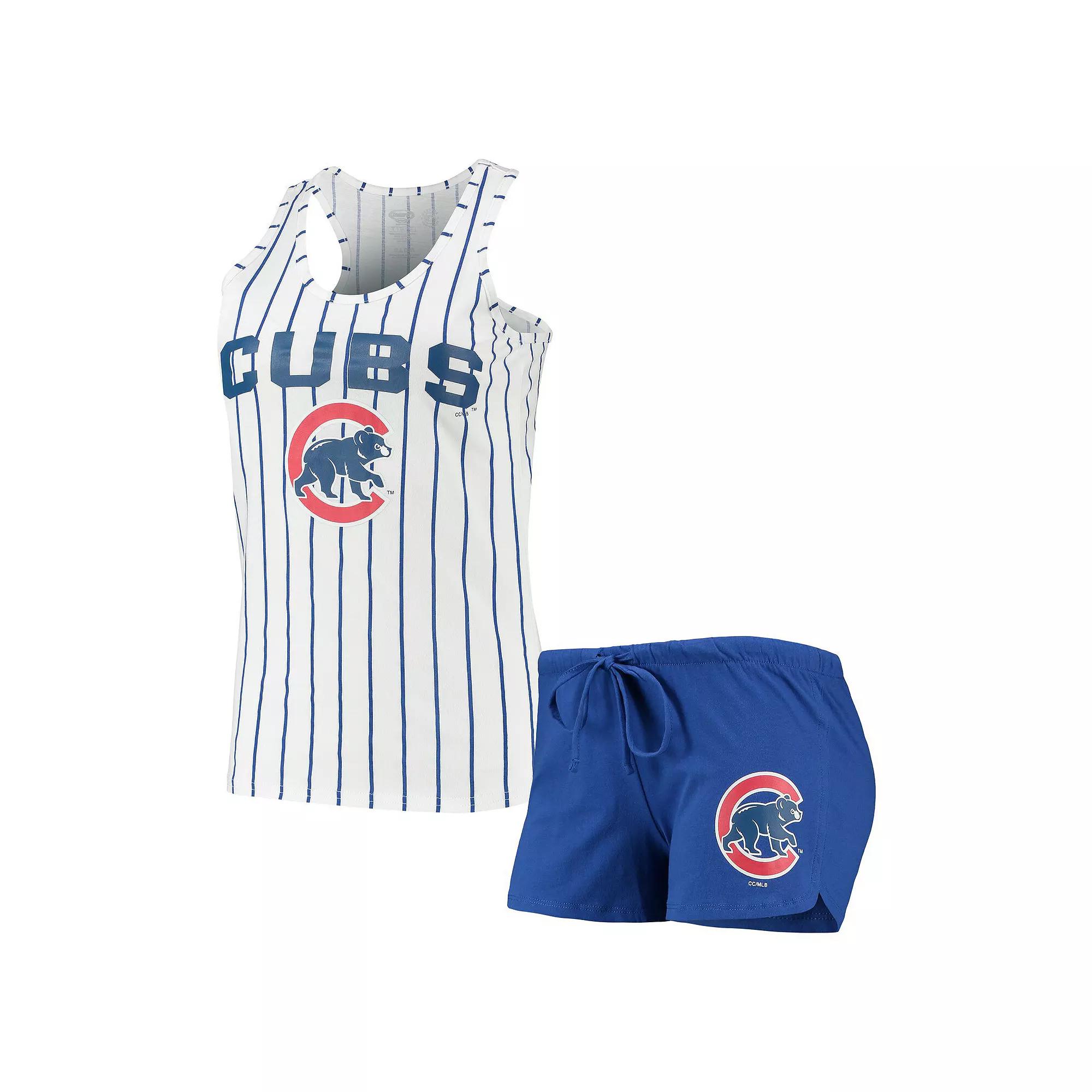 Women's Concepts Sport Royal/White Chicago Cubs Vigor Racerback Tank Top & Shorts Sleep Set, Size: Large, Blue Product Image