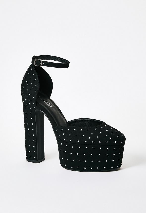 JustFab Margaux Platform Loafer Pump Womens Black/ White Size 8.5 Product Image