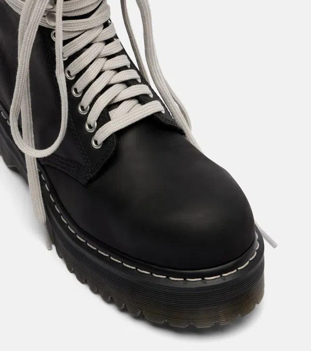 RICK OWENS X Dr. Martens Quad Sole Steel Toe Leather Ankle Boots In Black Product Image