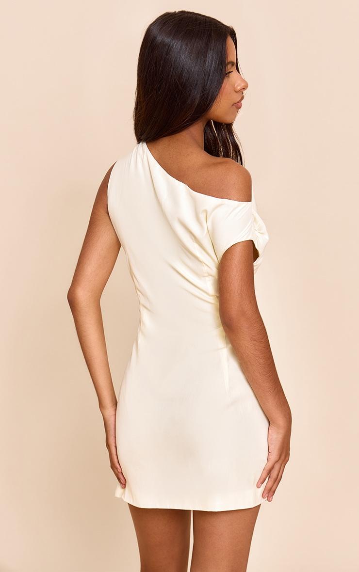 Petite Cream Ruched Drape Dress Product Image