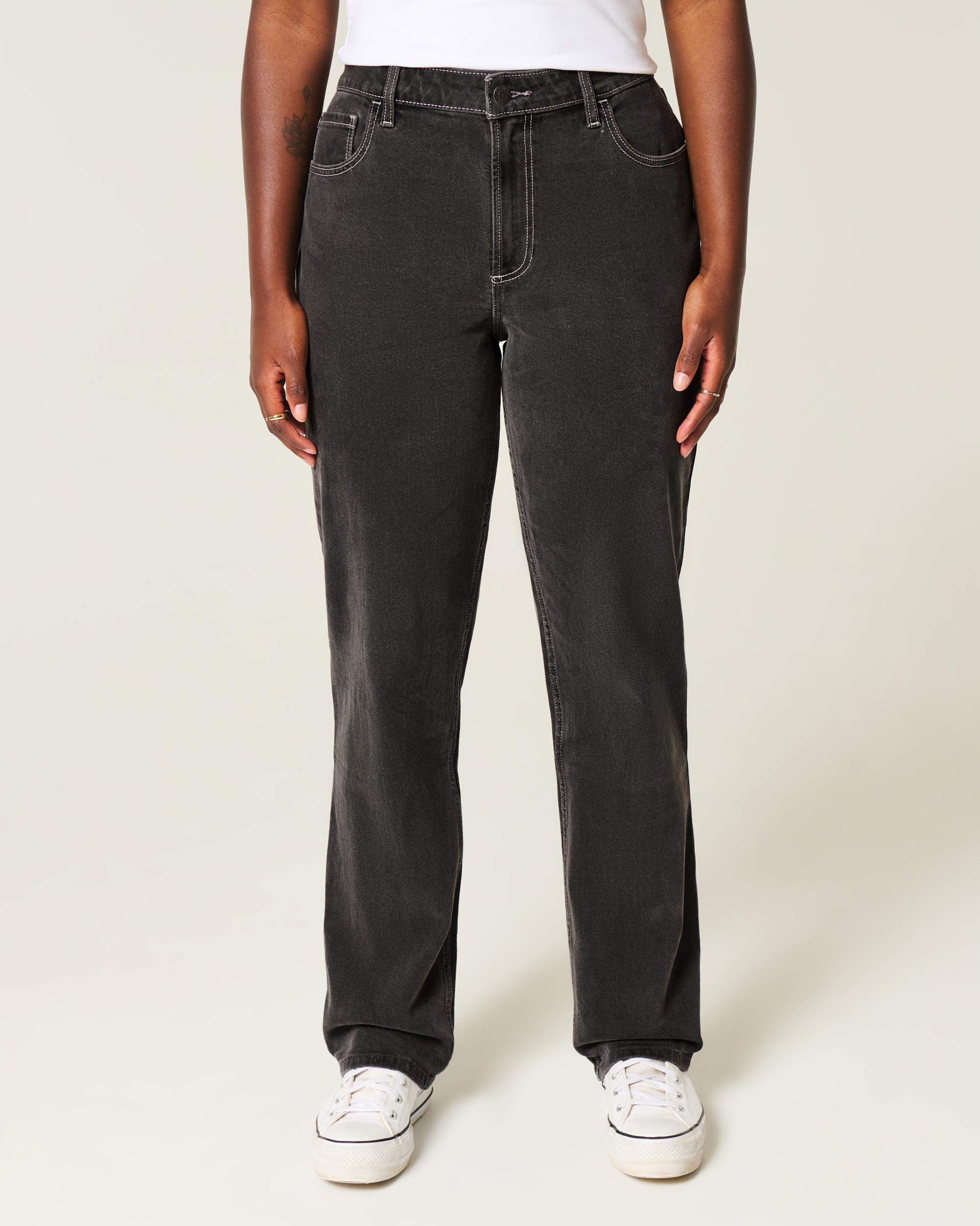 Curvy High-Rise Washed Black Straight Jeans Product Image