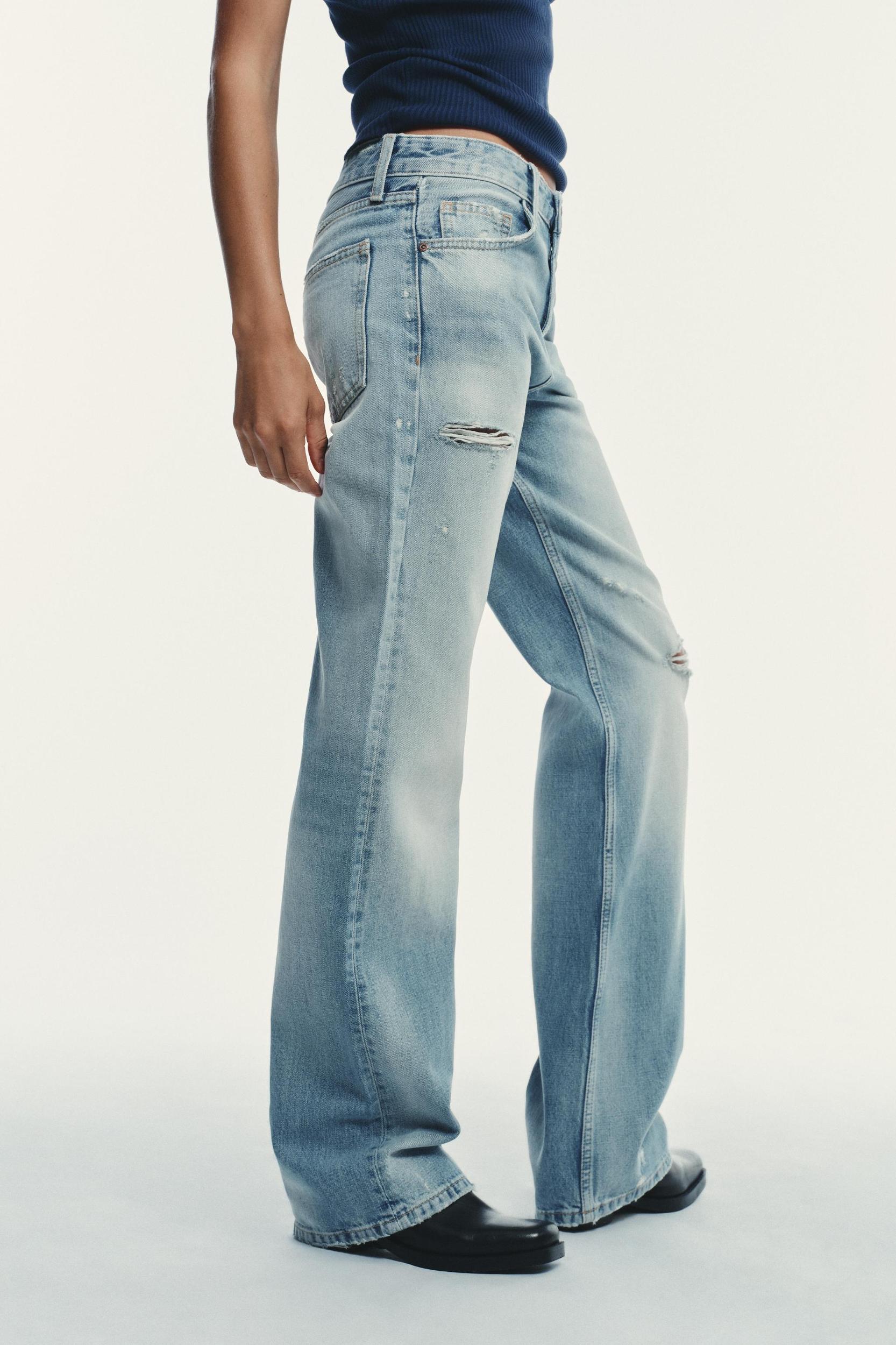 TRF MID-RISE RIPPED WIDE LEG JEANS Product Image