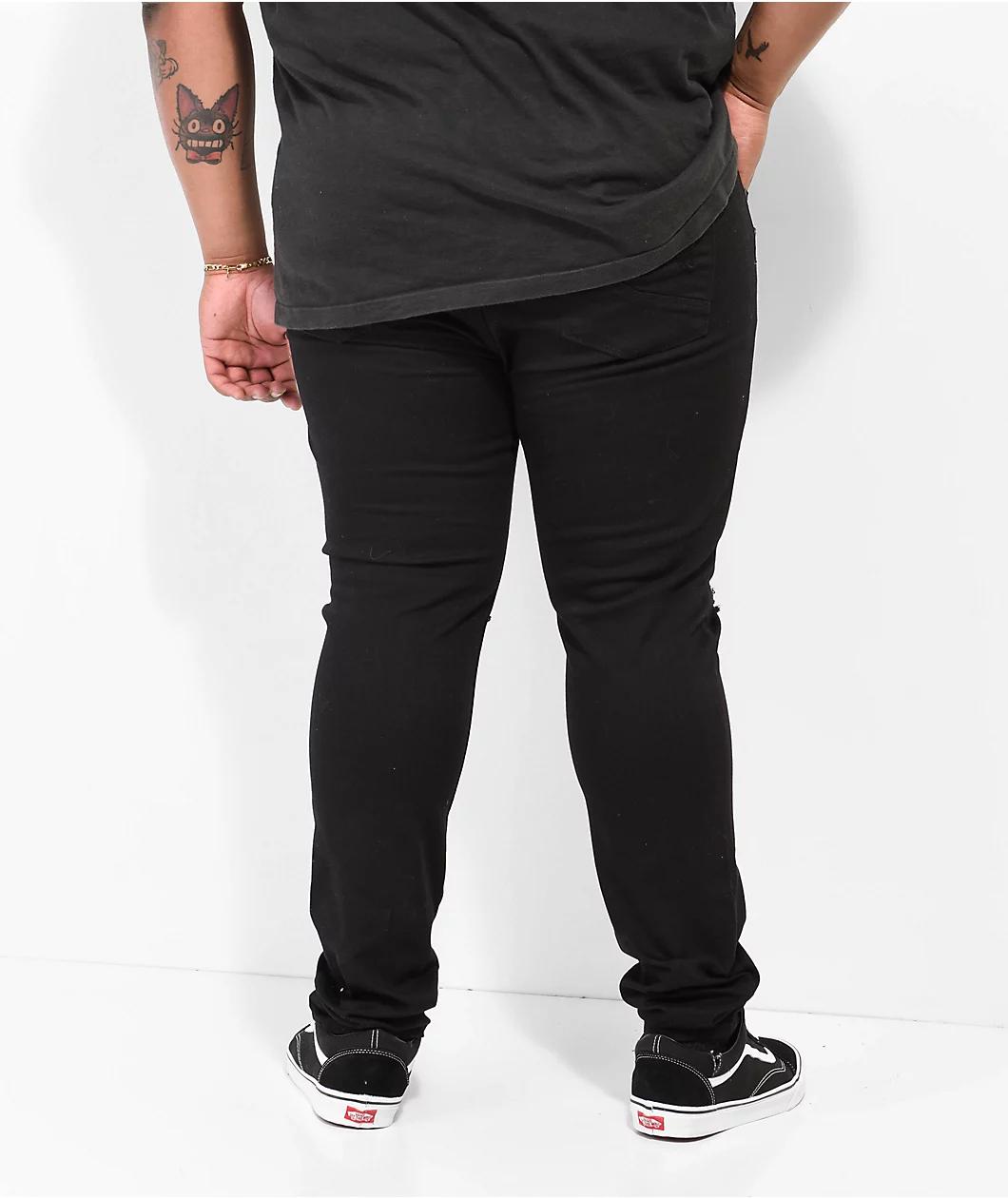 Empyre Verge Destroyed Black Tapered Skinny Jeans Product Image
