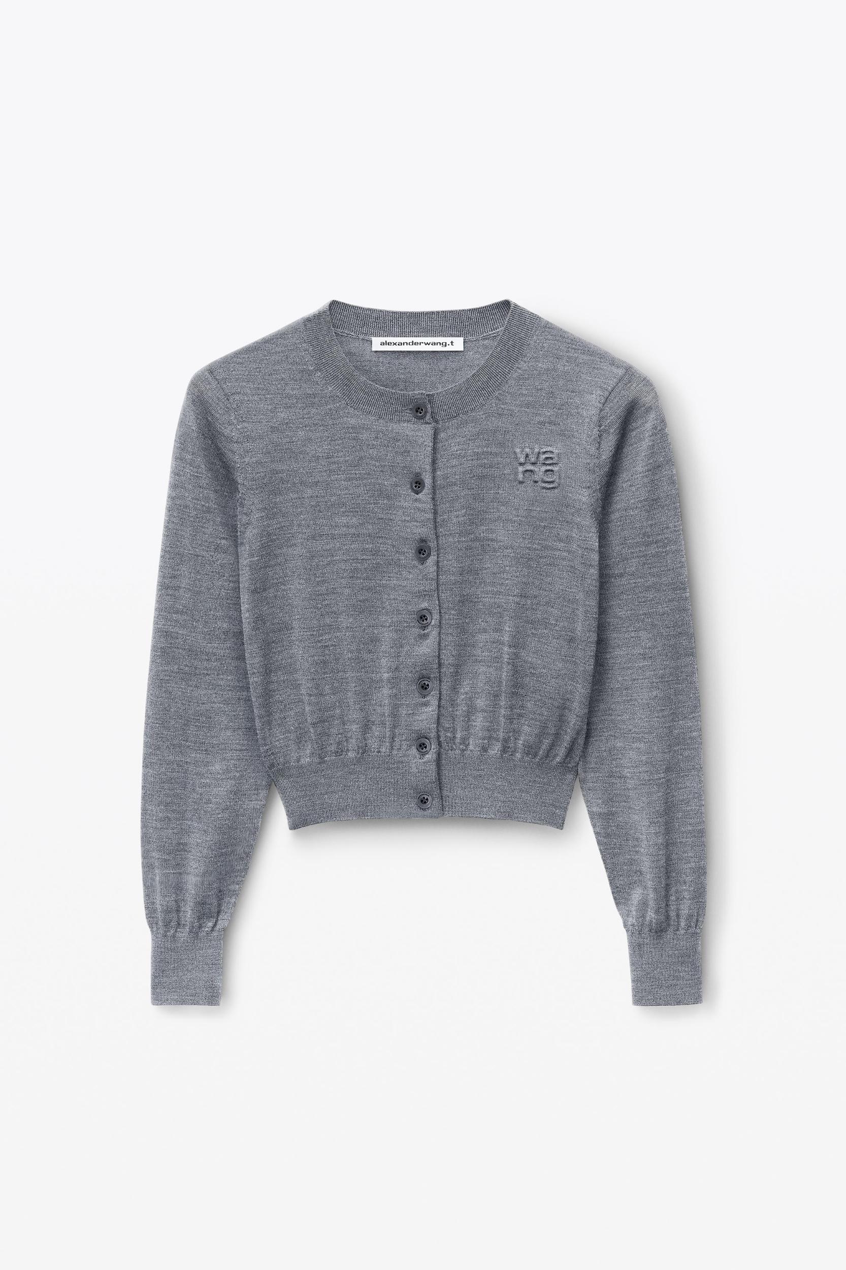 Logo Cropped Cardigan In Superfine Merino Product Image
