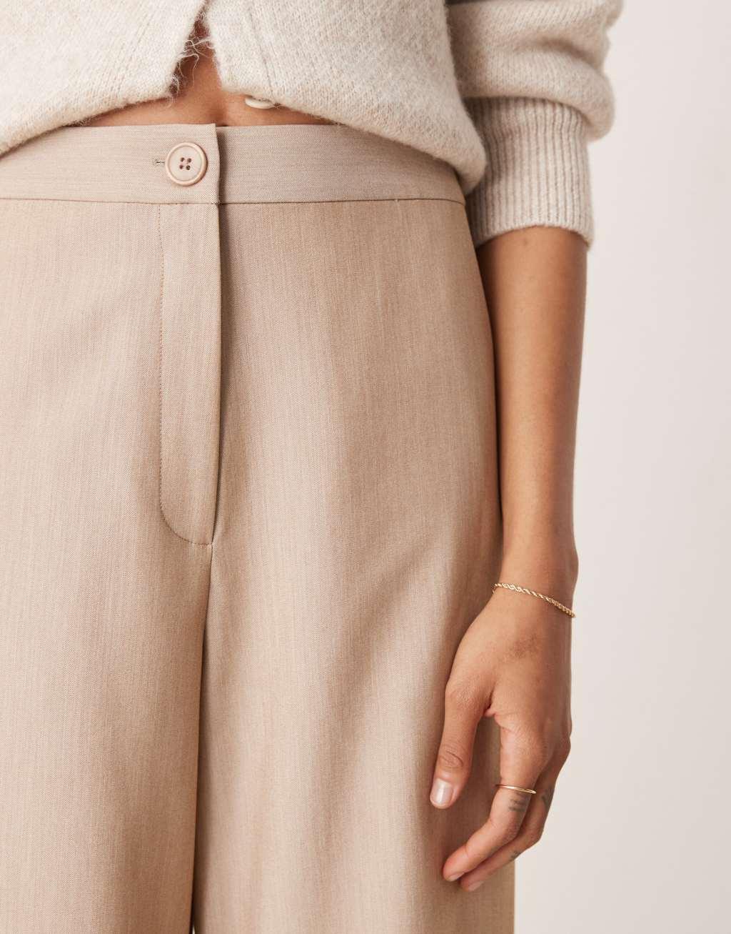 ASOS DESIGN Tall tailored relaxed straight leg pants in stone | ASOS Product Image