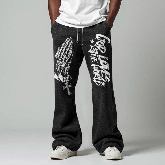 Sopula God Loves The World Graphics Flared Sweatpants Product Image