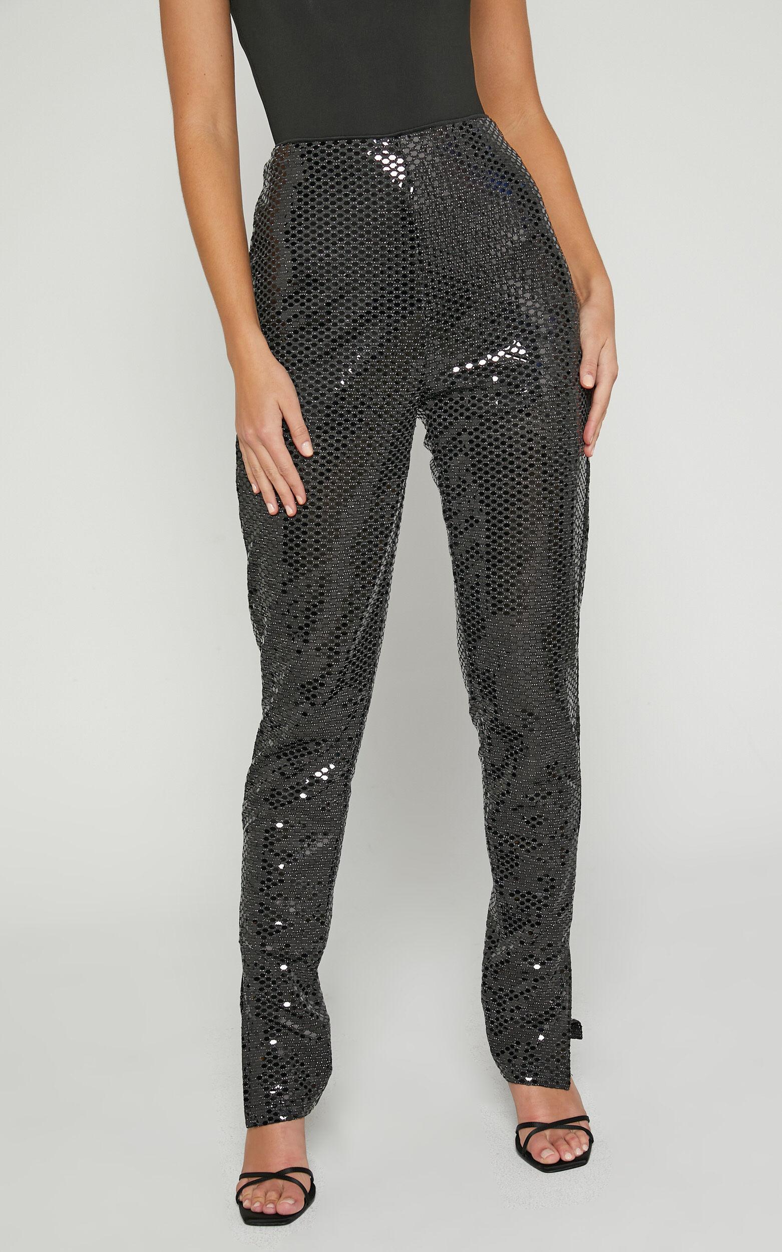 Deola Pant - Sequin High Waisted Skinny Leg in Black Product Image