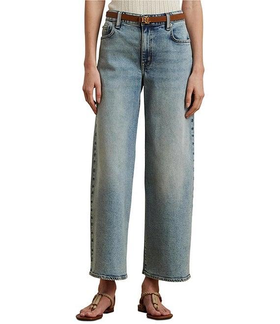 Lauren Ralph Lauren High-Rise Wide Leg Cropped Jeans Product Image