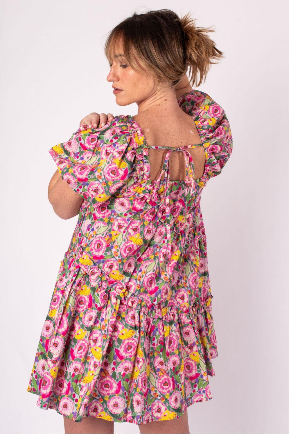 Blooming Floral Puff Sleeve Mini Dress Product Image