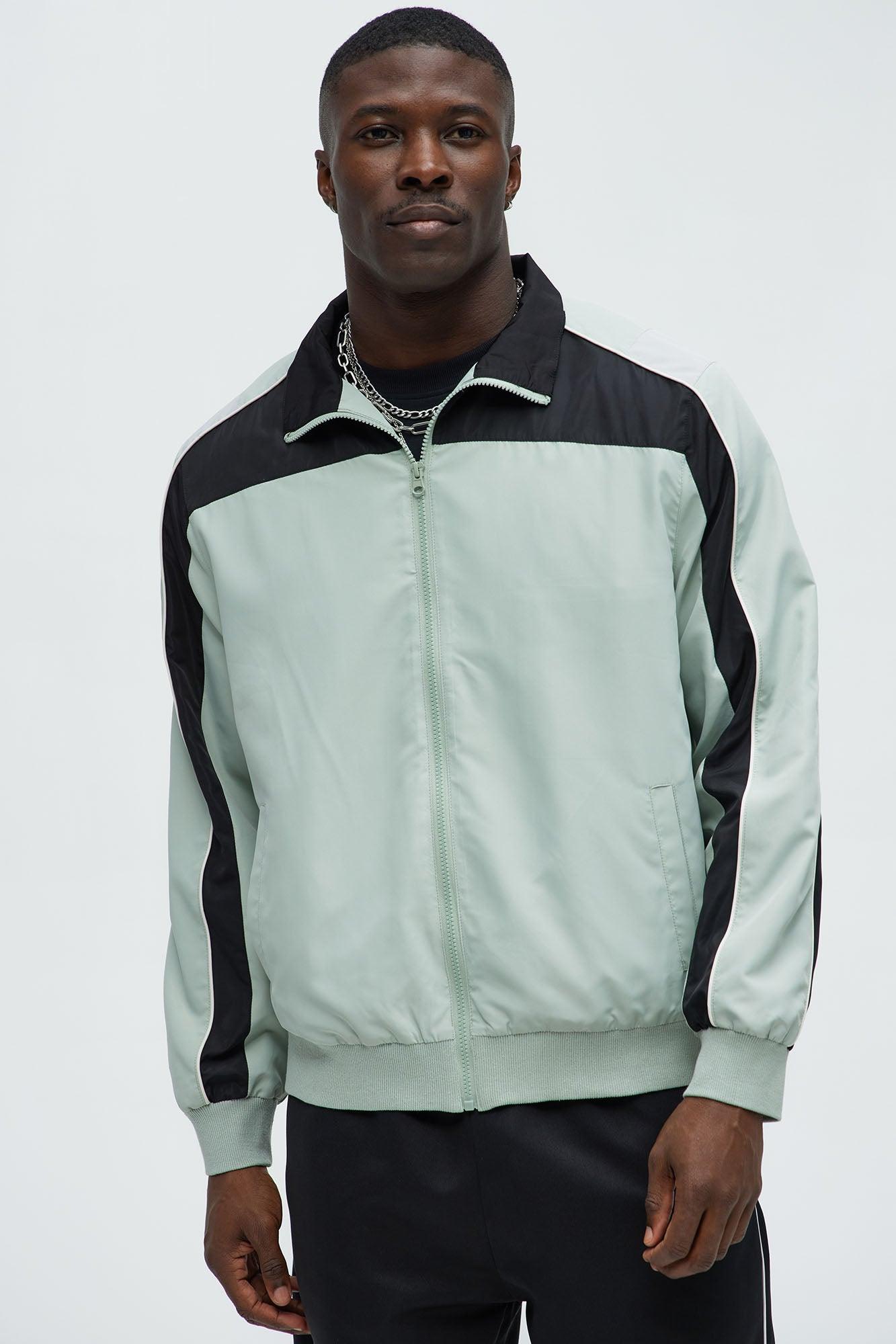 Lightweight Paneled Track Jacket - Sage/combo Product Image