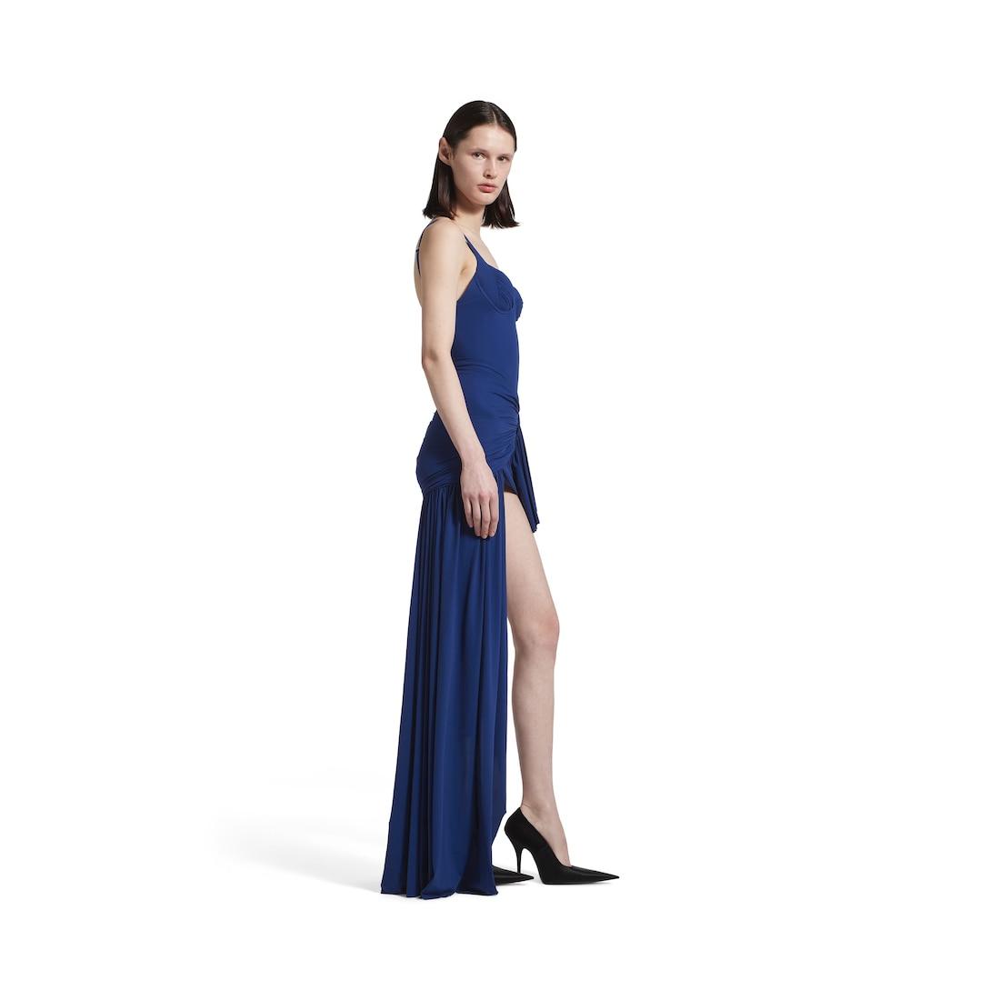 Women's Open Back Dress in Elegant Blue Product Image