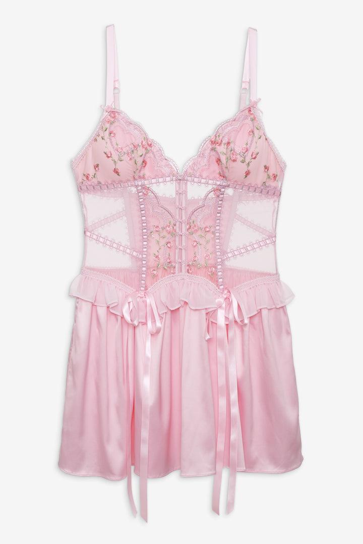 Ily Embroidered Slip Dress — Pink Product Image