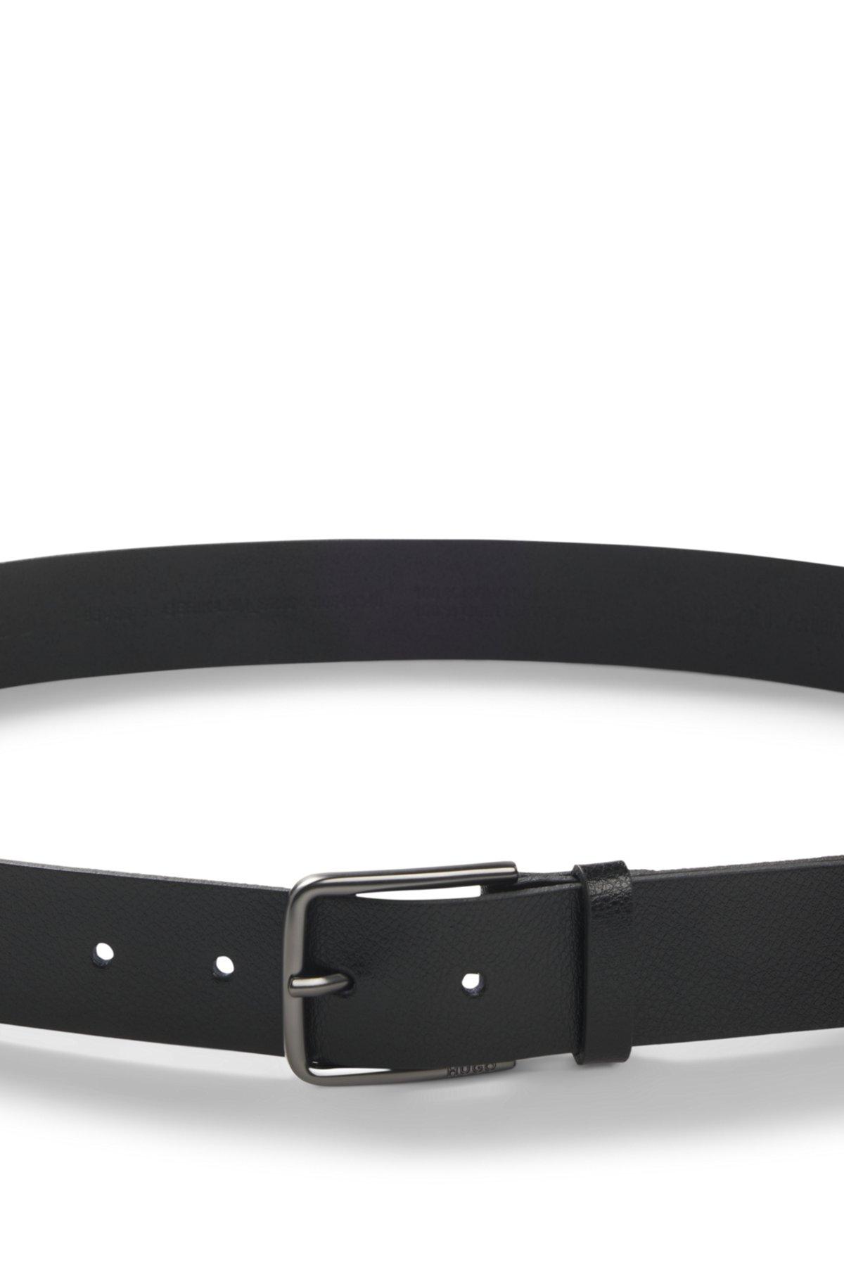 Leather belt with brushed-gunmetal buckle Product Image