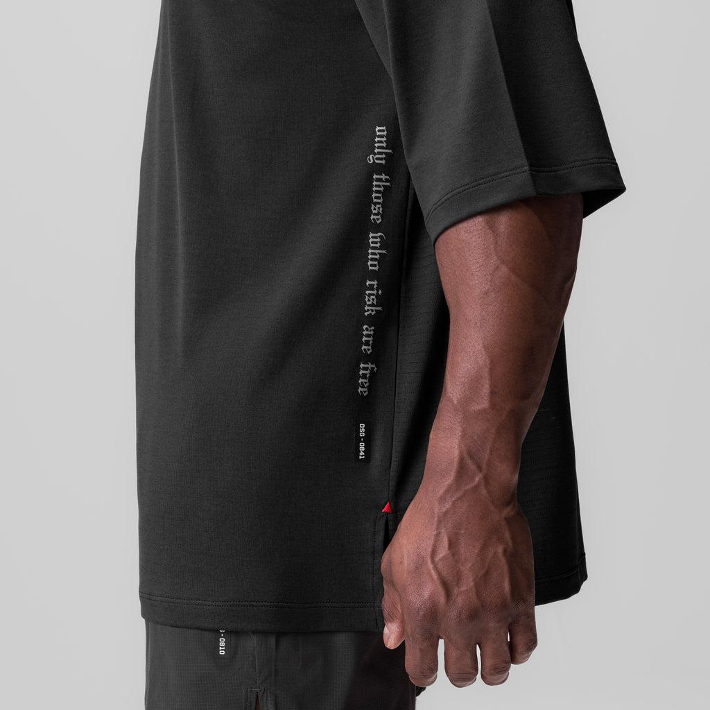 0841. 3D-Lite® 2.0 3/4-Sleeve Oversized Tee - Black "OTWR" Product Image