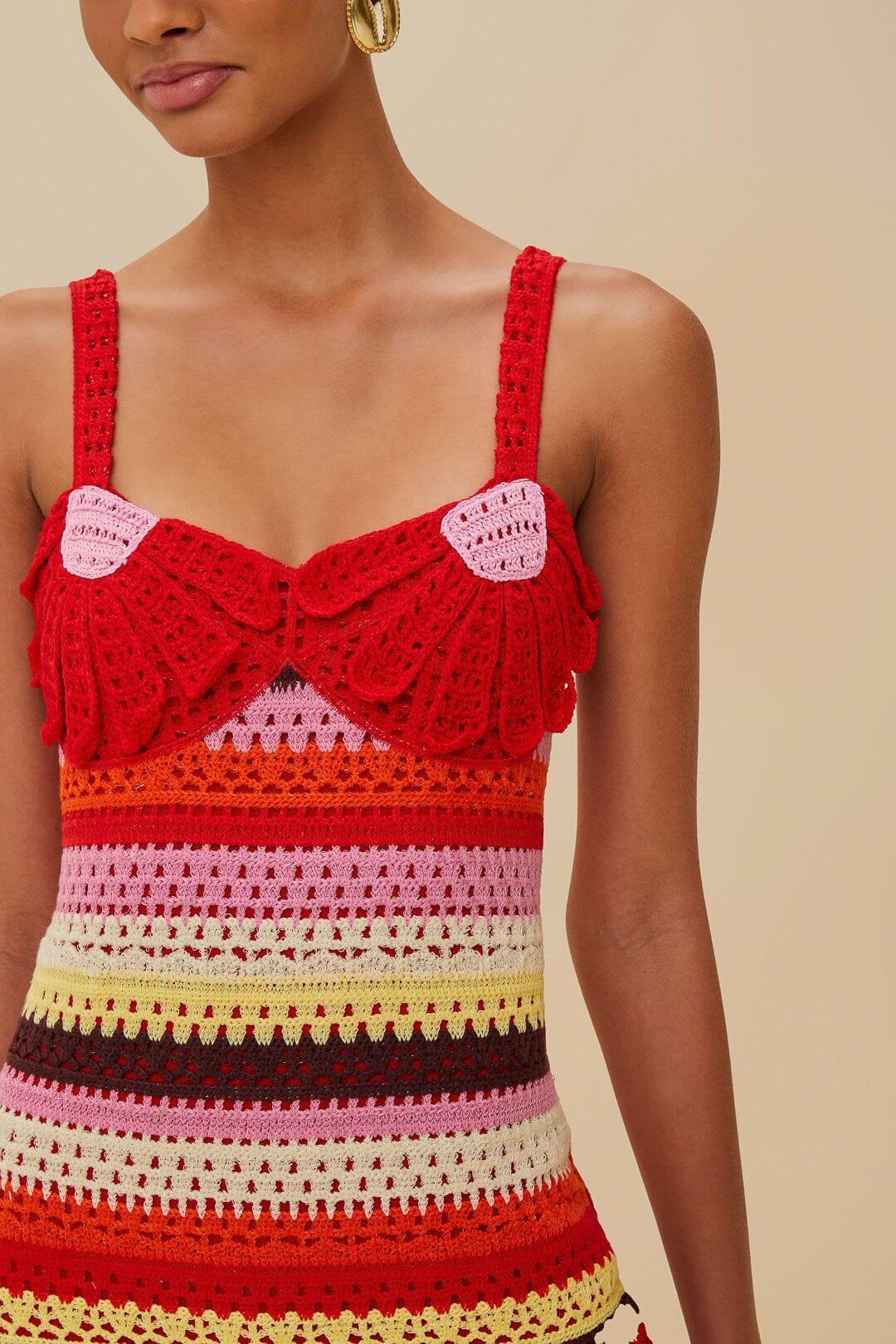 Colorful Flower Crochet Dress Product Image