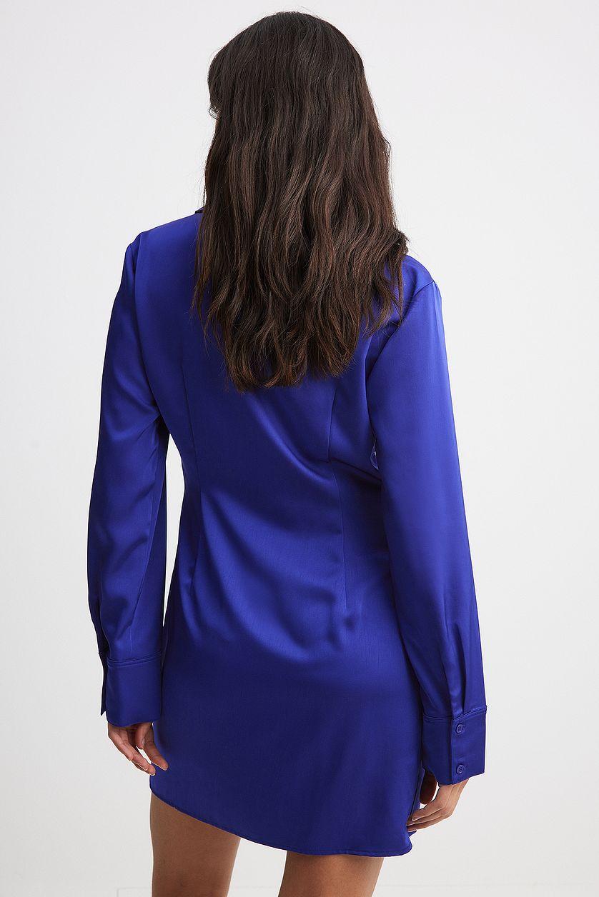 Wrap Satin Mini Shirt Dress Product Image