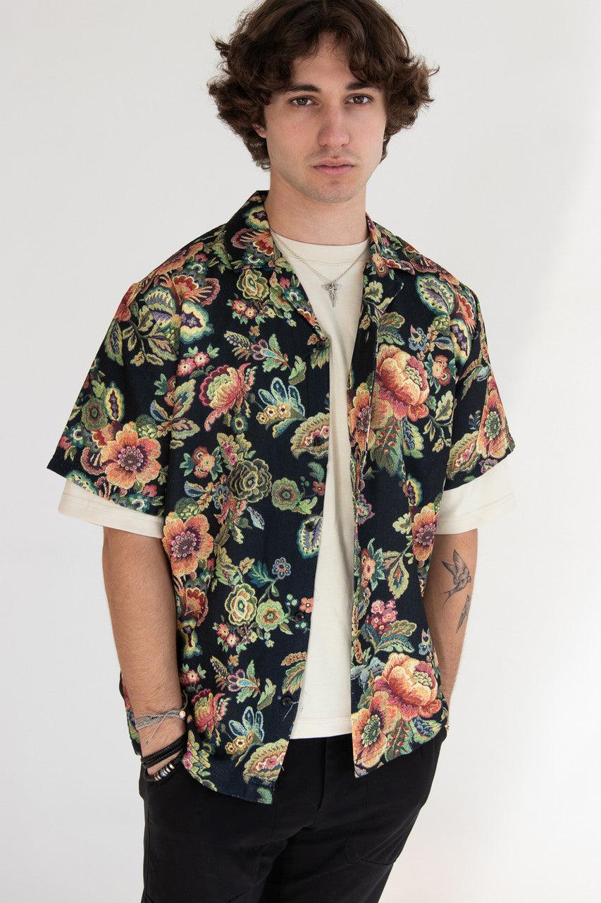Tapestry Style Floral Button Up Shirt Product Image