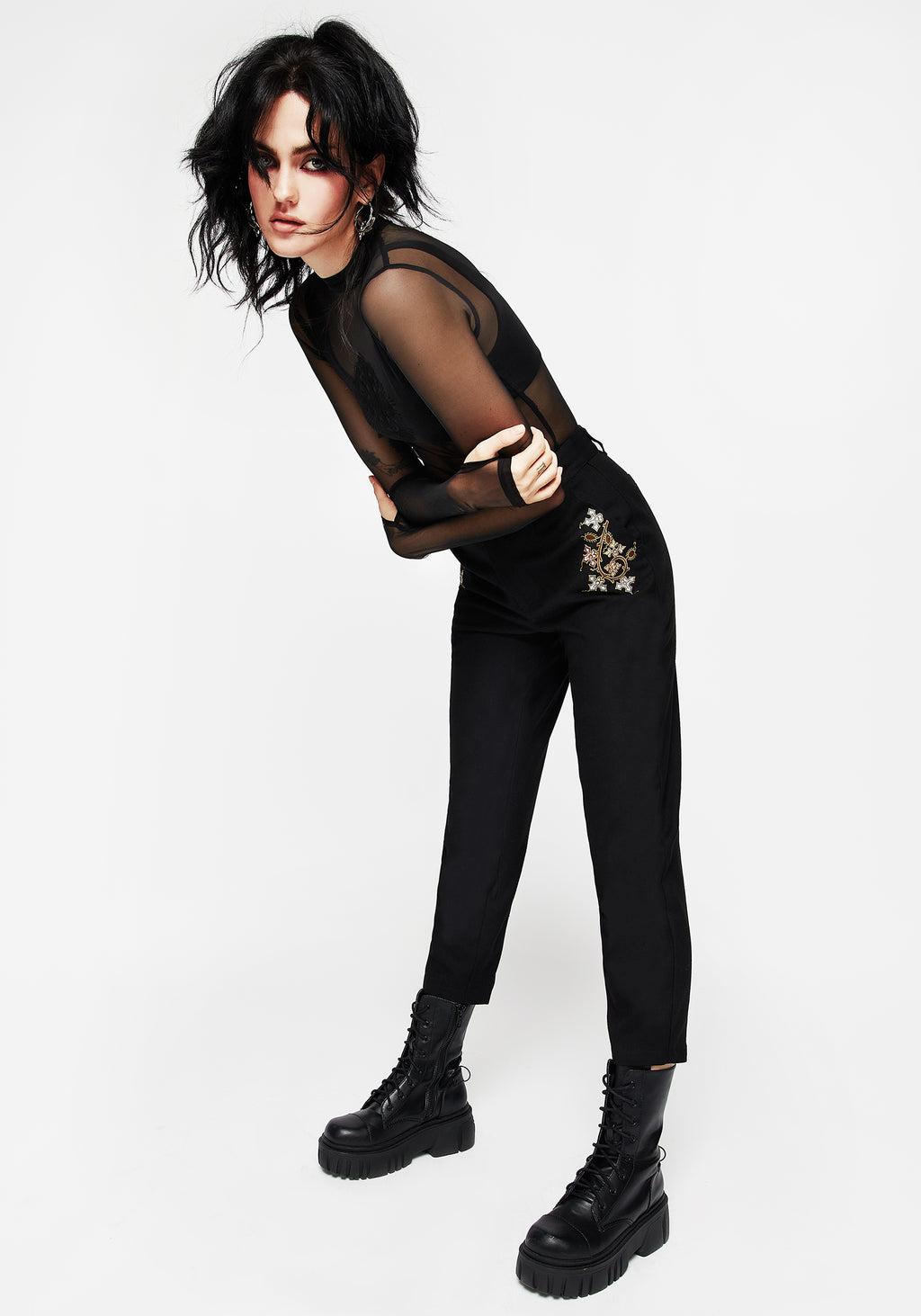 Nasturtium Floral Embroidered Tapered Trousers Product Image