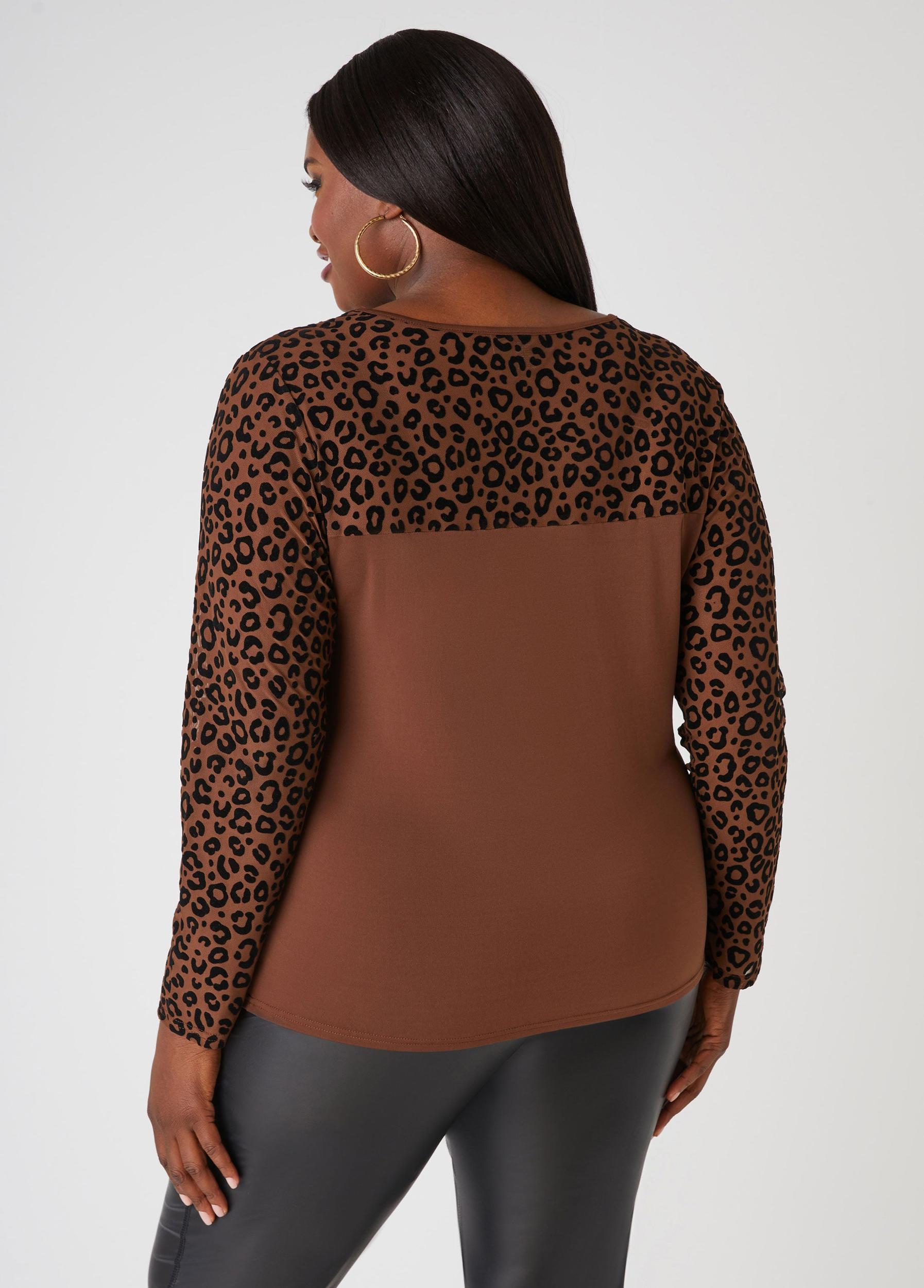 Flocked Mesh Paneled Top Product Image