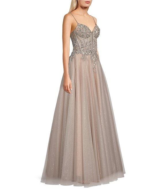 GB Beaded Tulle A-Line Gown Product Image