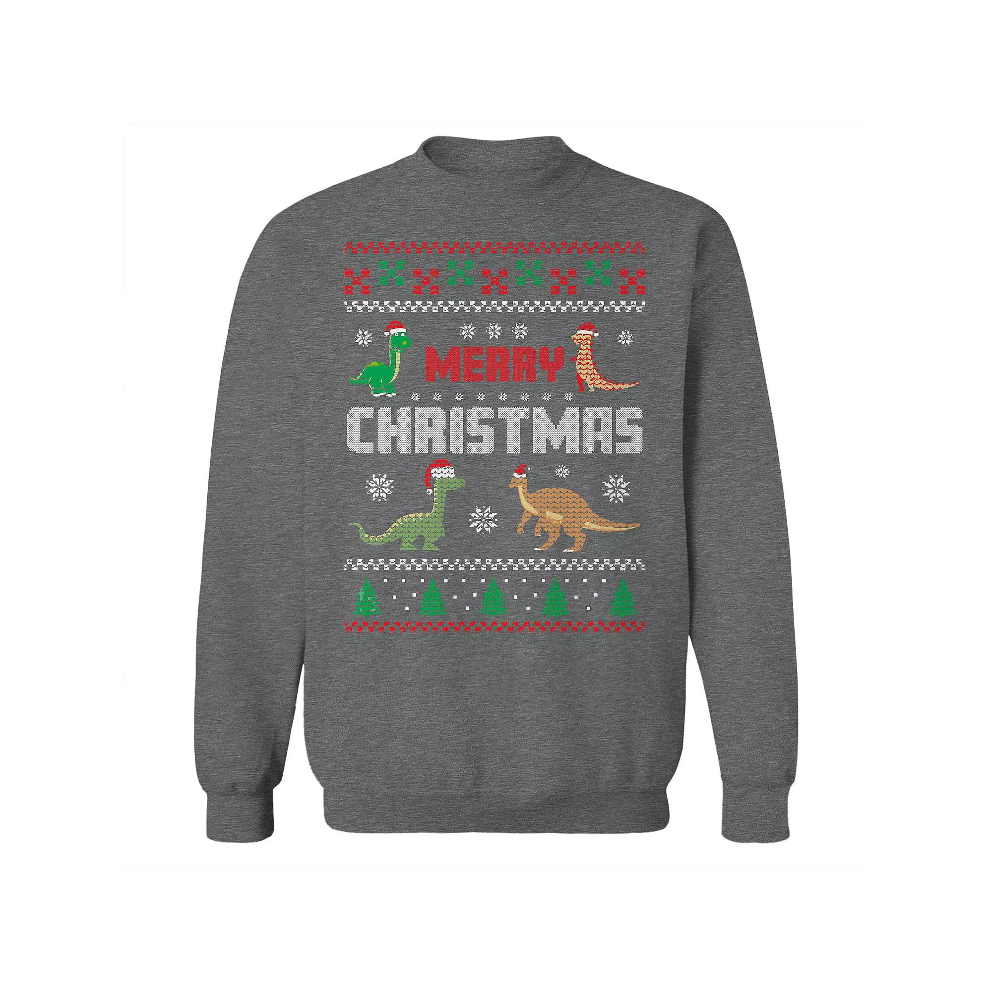 Men's Dinosaur Merry Christmas Sweater Graphic Sweatshirt, Adult Unisex,  Product Image
