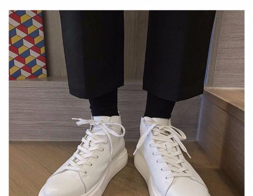 Faux Leather Lace-Up Platform Shoes Product Image