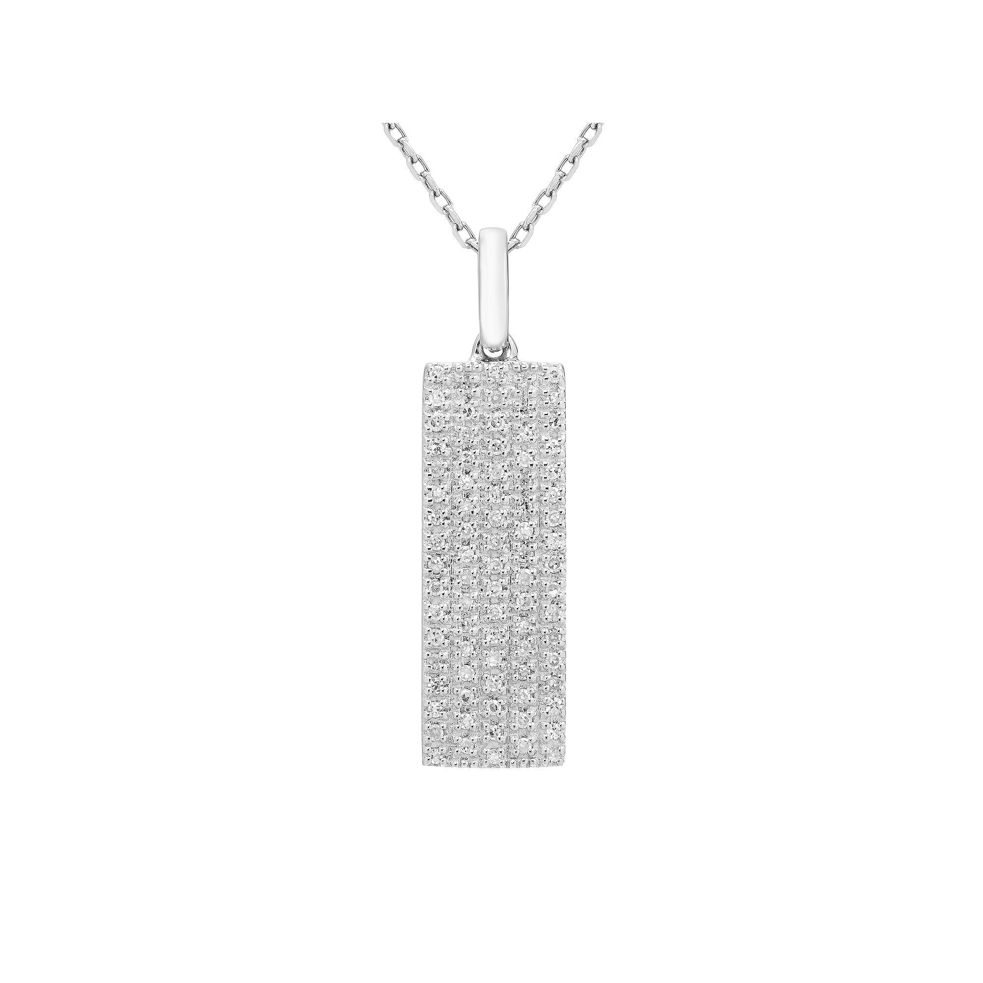 Sterling Silver 1/4 Carat T.W. Diamond Bar Pendant Necklace, Women's, Size: 18" Product Image
