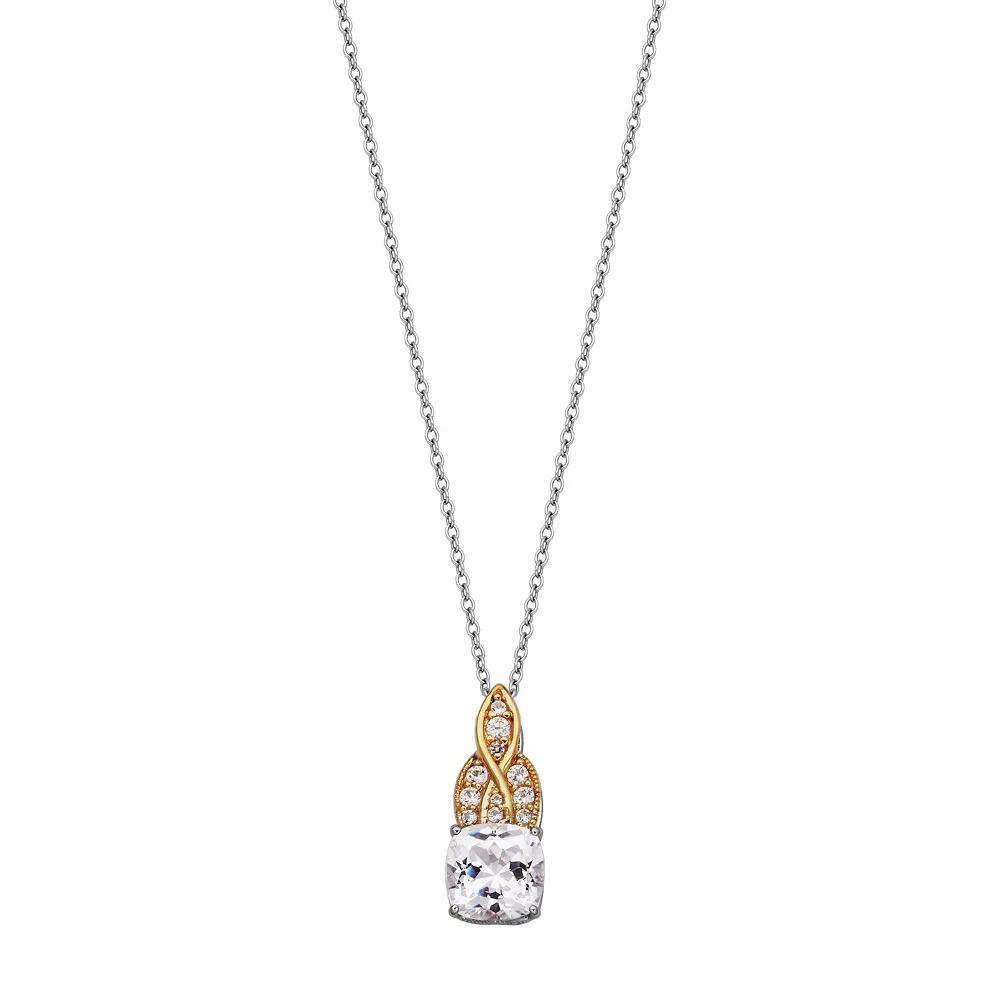 100 Facets of Love 10k Gold Lab-Created White Sapphire Pendant, Women's, Size: 18", Two Tone Product Image