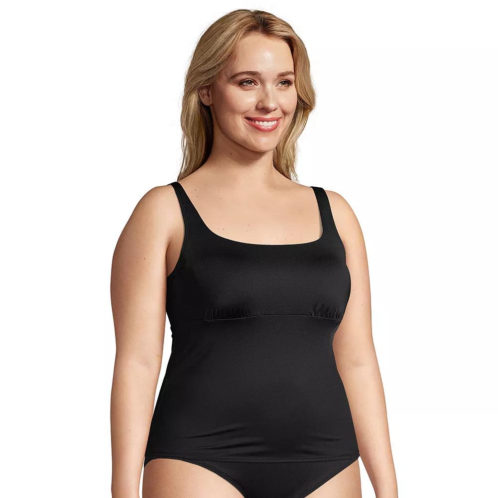 Plus Size Lands' End Bust Minimizer UPF 50 Tankini Swimsuit Top, Women's, Size: 16 W, Black Product Image