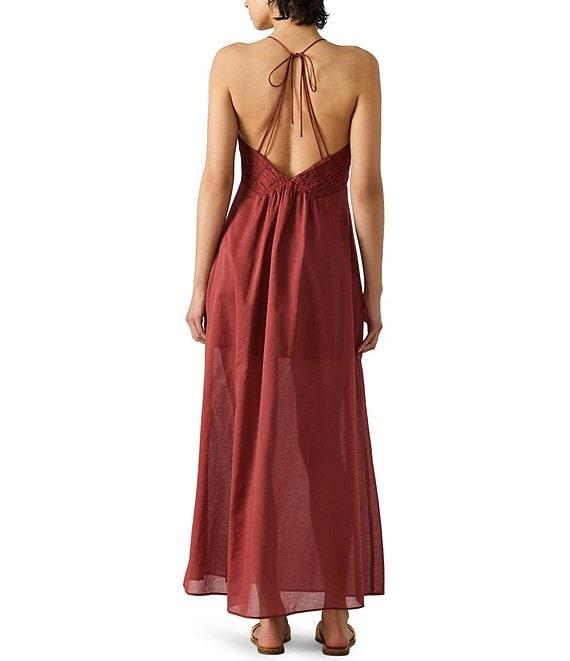 Steve Madden Brianna V-Neck Halter Top Smocked Maxi Dress Product Image