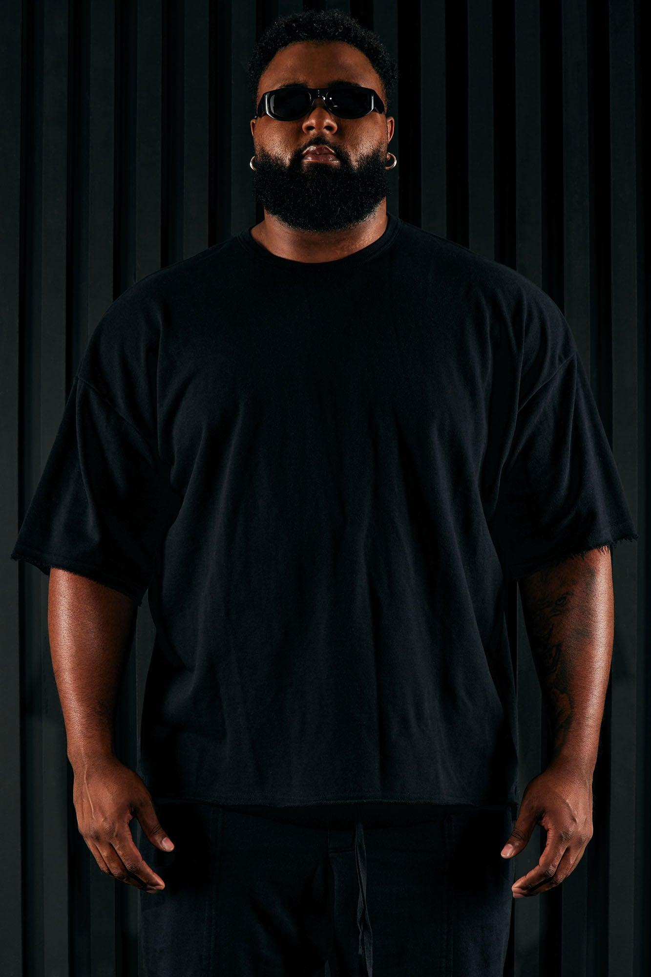 I Like How It Looks Oversized Terry Short Sleeve Tee - Black Product Image