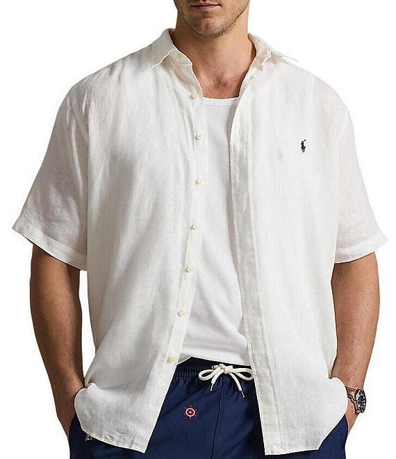 Polo Ralph Lauren Big & Tall Solid Linen Short Sleeve Woven Shirt Product Image