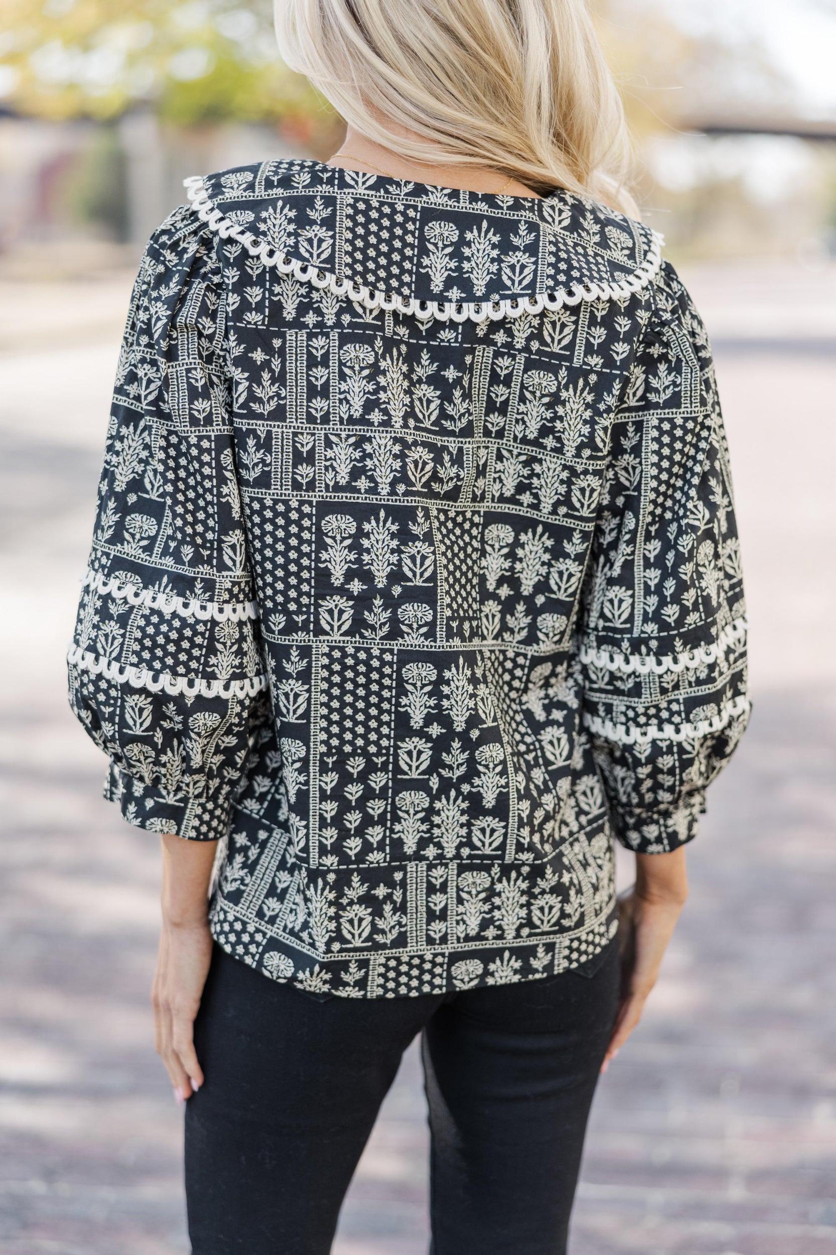 Calling For You Black Floral Blouse Female Product Image