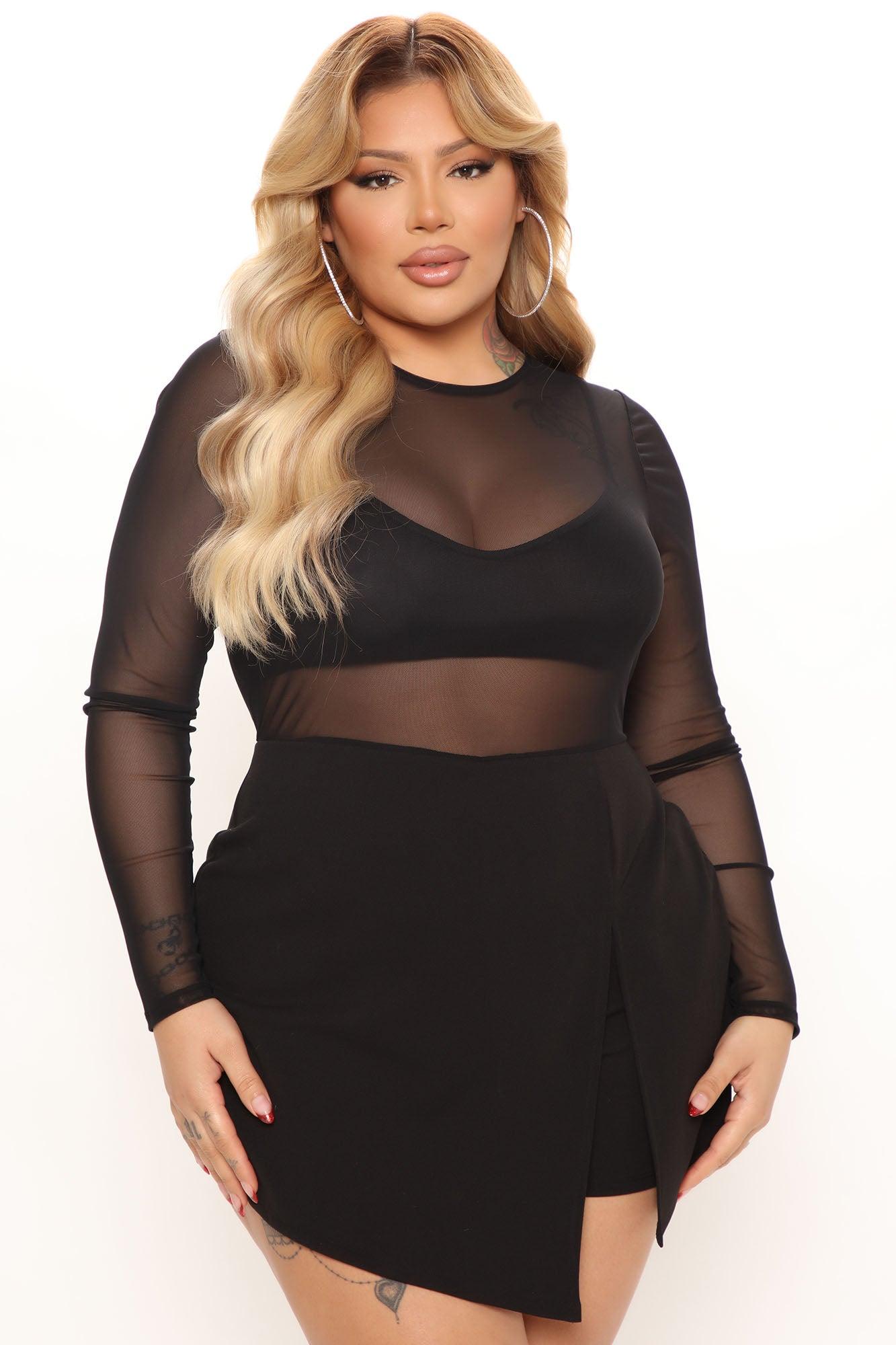 Blurred Lines Mesh Romper - Black Product Image