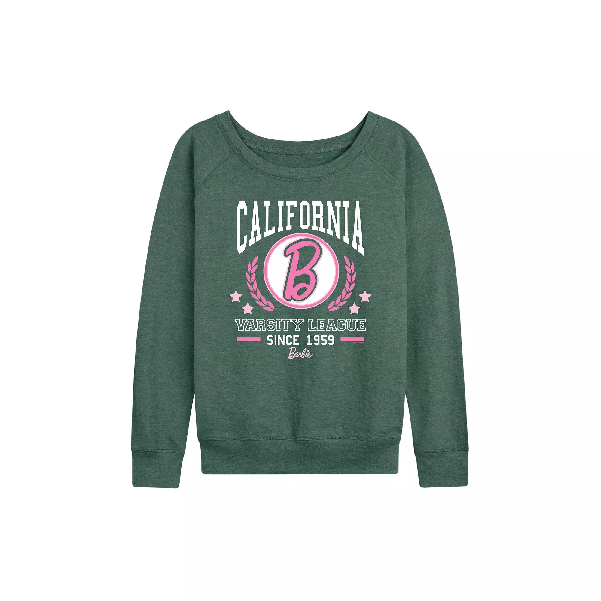 Women's Barbie® Varsity League Graphic French Terry Long Sleeve Tee,  Product Image