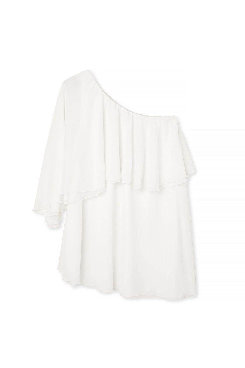 One Shoulder Chiffon Asymmetric Mini Dress Product Image