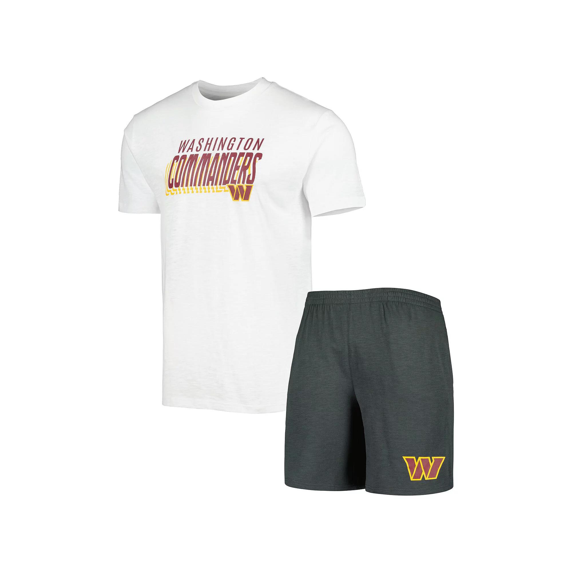 Men's Concepts Sport Charcoal/White Washington Commanders Downfield T-Shirt & Shorts Sleep Set, Size: XL, Wft Charco Product Image