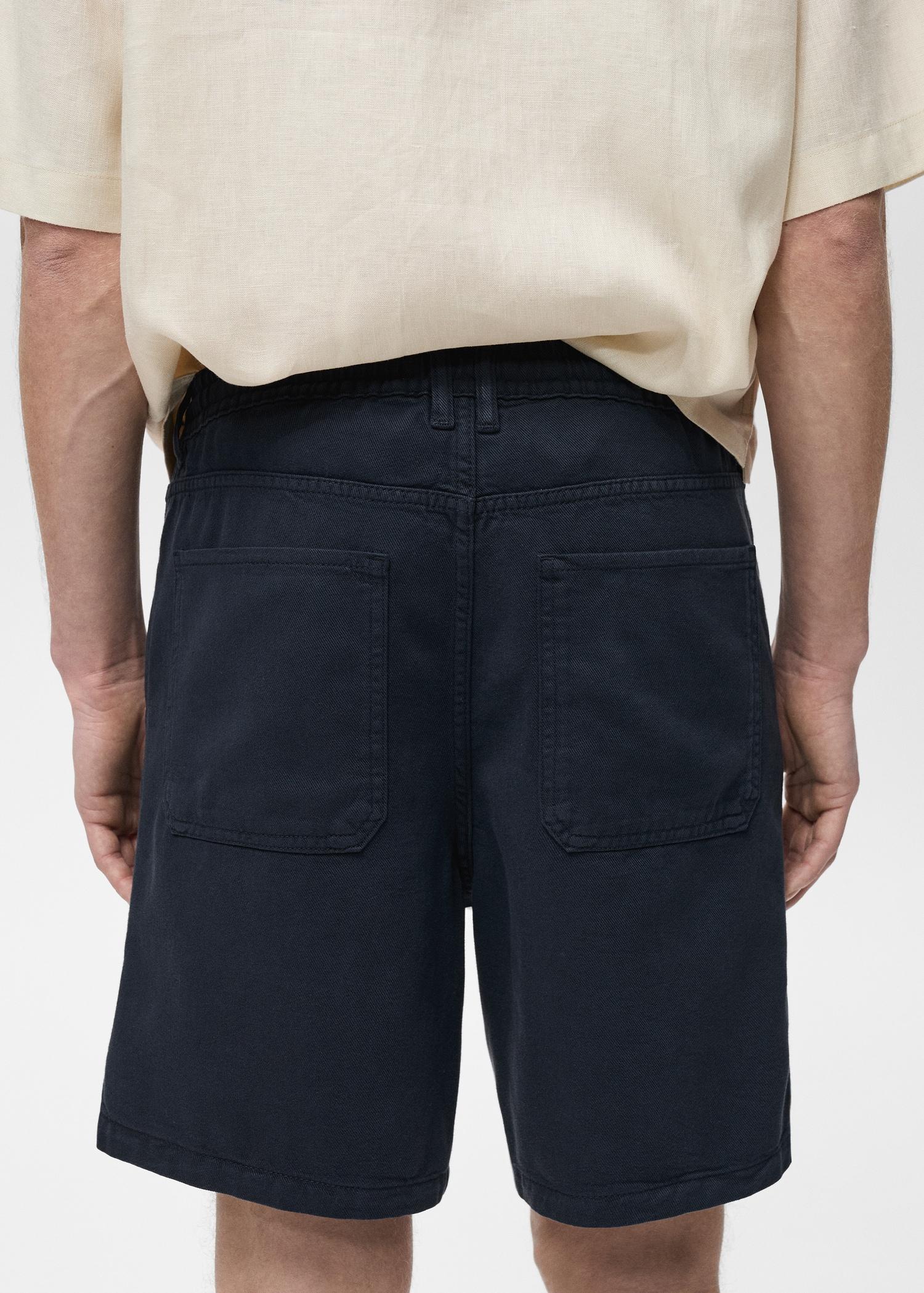 Denim bermuda shorts with drawstring - Men | MANGO USA Product Image